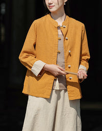 Eco-Friendly Retro Chinese Button Down Ramie Linen Shirt