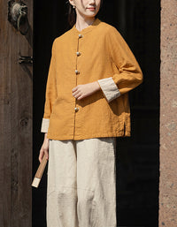 Eco-Friendly Retro Chinese Button Down Ramie Linen Shirt