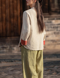 Eco-Friendly Retro Chinese Button Down Ramie Linen Shirt