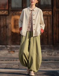 Eco-Friendly Retro Chinese Button Down Ramie Linen Shirt