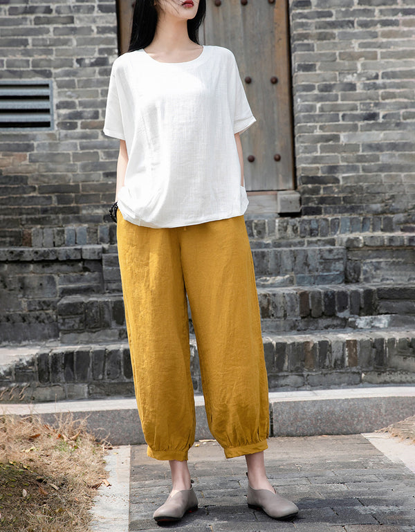 Effortles Relaxed Fit Boho Chic Linen Pants