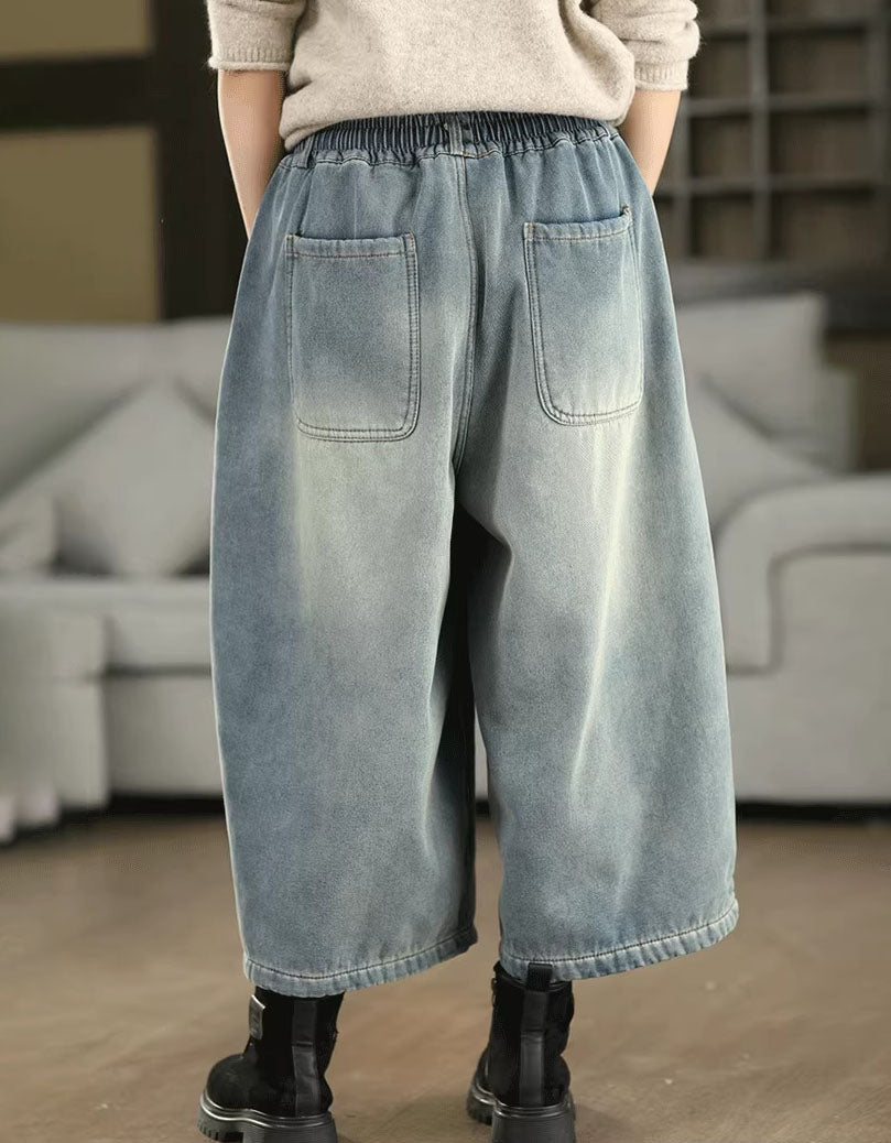 Women's Winter Casual Loose Fleece Lined Jeans