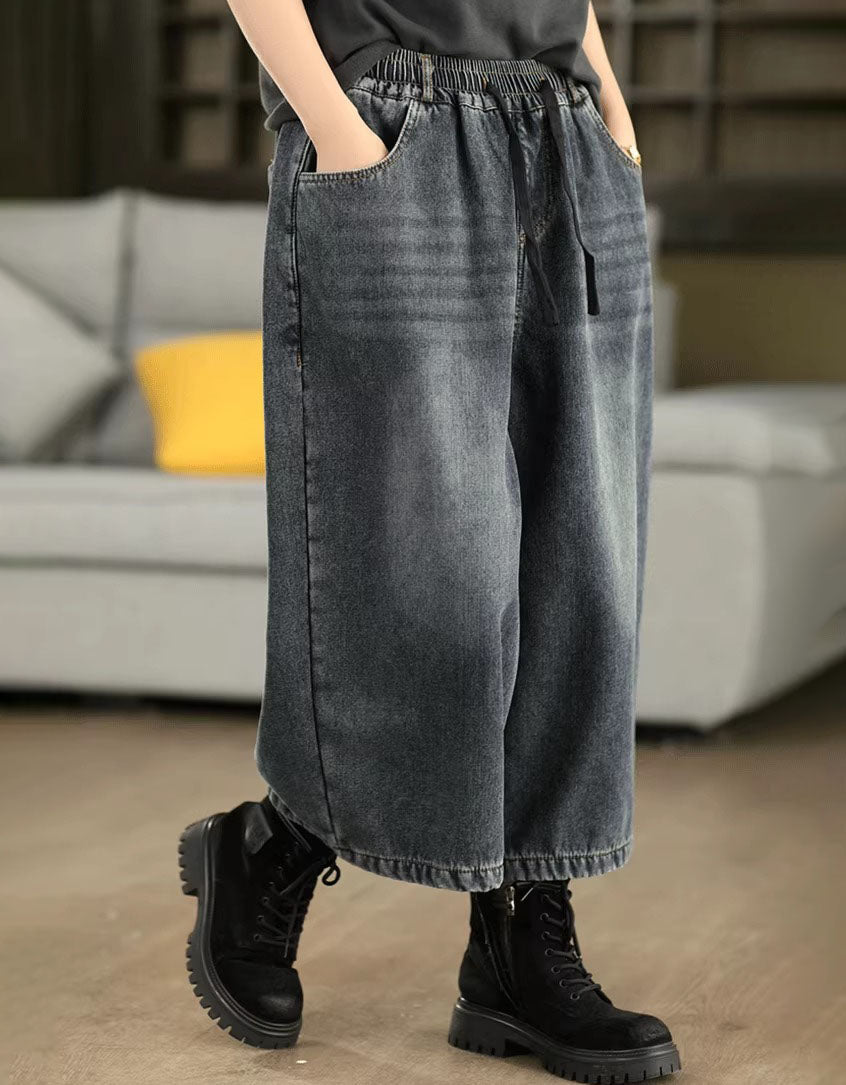Women's Winter Casual Loose Fleece Lined Jeans