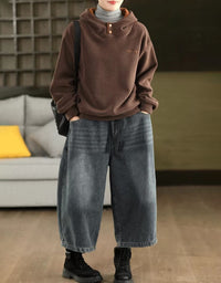 Women's Winter Casual Loose Fleece Lined Jeans