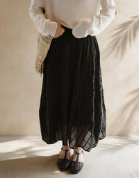 Elegant Textured Cotton Linen Long Skirt for Women