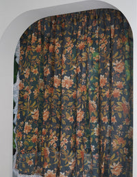 Elegant Vintage Floral Print Curtain with Lace Trim