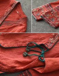 Autumn Embroidered Long-sleeved Linen Hanfu Cardigan