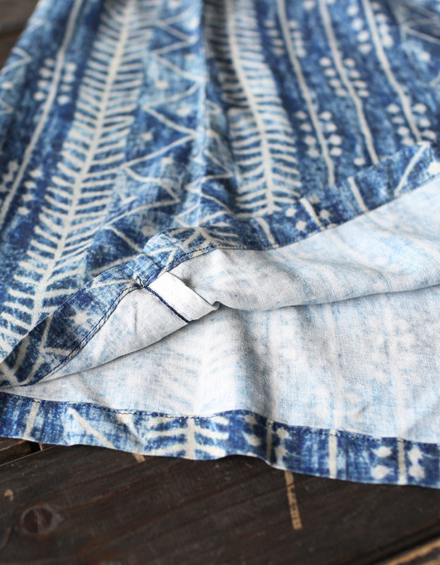 Ethnic-Inspired Loose Fit Wide-Leg Cotton Linen Pants