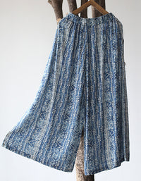 Ethnic-Inspired Loose Fit Wide-Leg Cotton Linen Pants