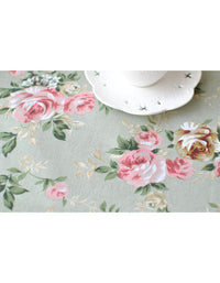 Nappe verte à imprimé floral vintage de style ferme 