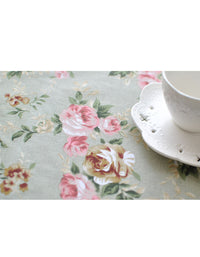 Nappe verte à imprimé floral vintage de style ferme 