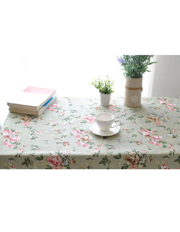 Nappe verte à imprimé floral vintage de style ferme 