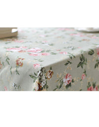 Nappe verte à imprimé floral vintage de style ferme 