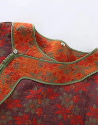 Floral Frog Closure Pure Cotton Loose Loungewear - Islinen