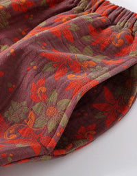 Floral Frog Closure Pure Cotton Loose Loungewear - Islinen