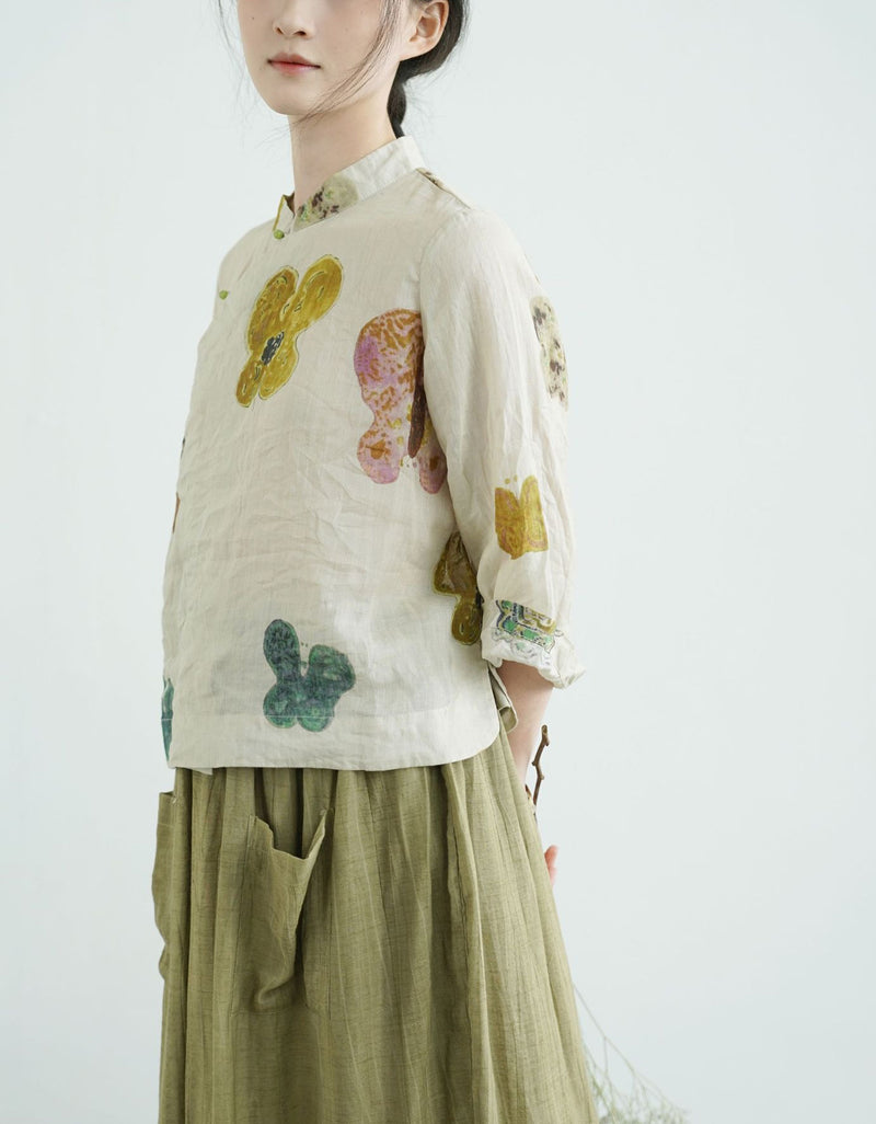 Floral Print Asymmetrical Button Shirt