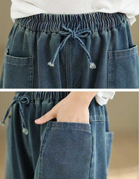 Frayed Hem Casual Loose Wide Leg Jeans for Women