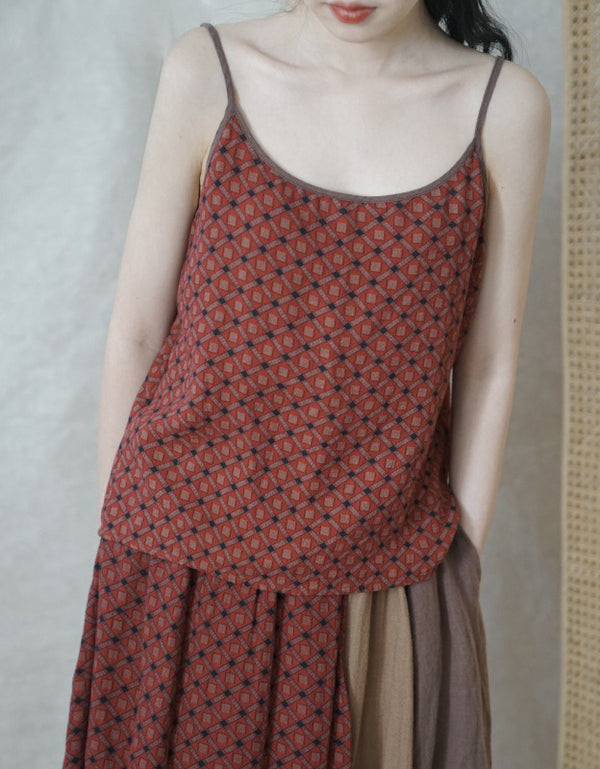 Geometric Print Spaghetti Strap Camisole Top