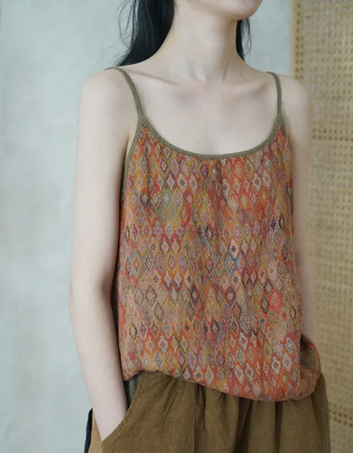 Geometric Print Spaghetti Strap Camisole Top - Islinen
