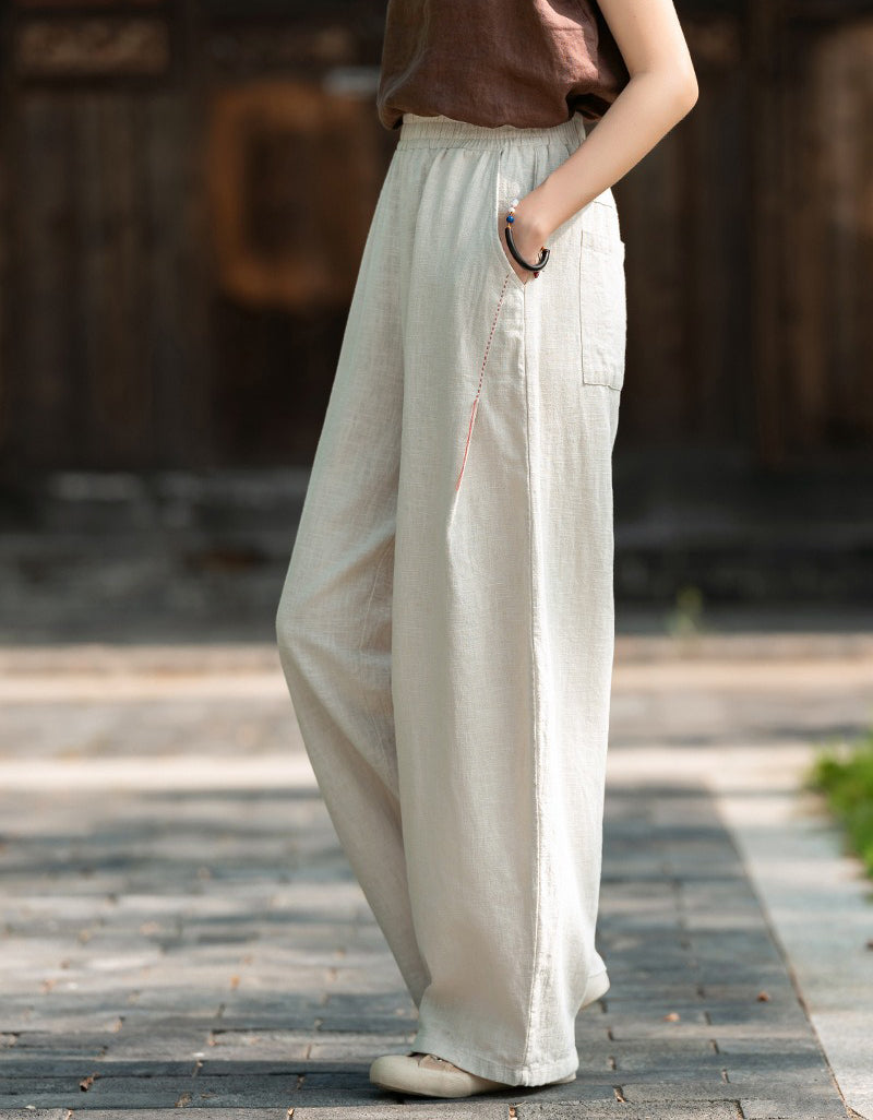 Hand-stitched Cotton Linen Loose Casual Harem Pants