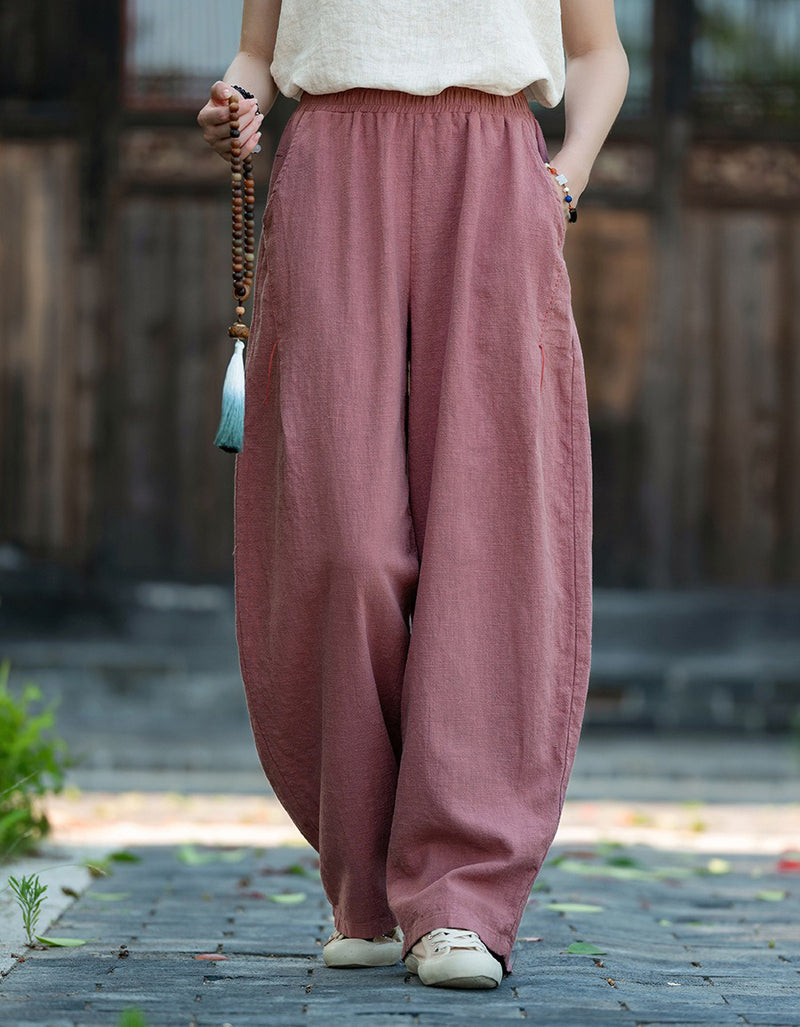 Hand-stitched Cotton Linen Loose Casual Harem Pants