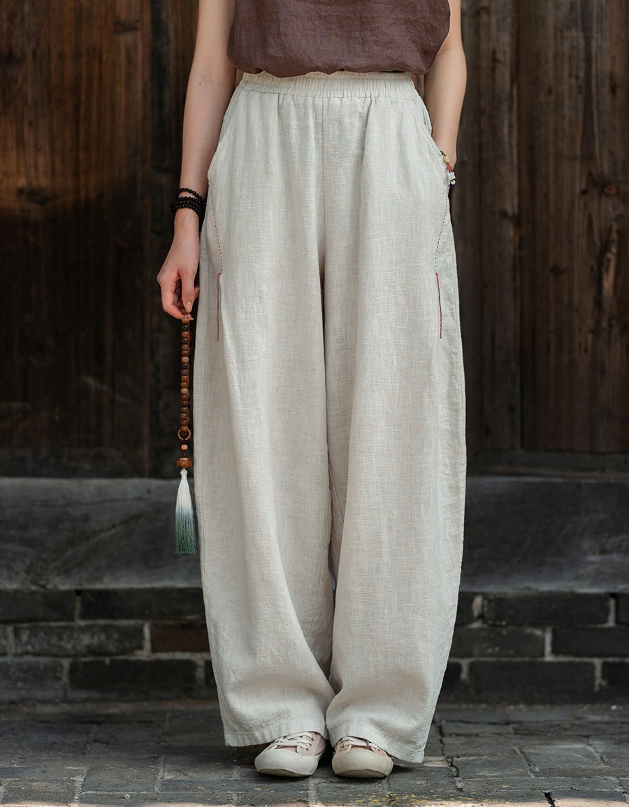 Hand-stitched Cotton Linen Loose Casual Harem Pants