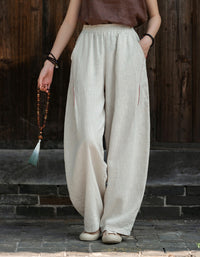 Hand-stitched Cotton Linen Loose Casual Harem Pants