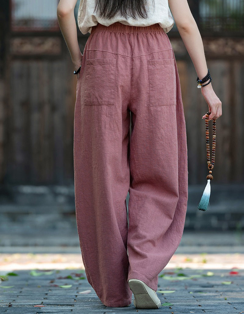Hand-stitched Cotton Linen Loose Casual Harem Pants