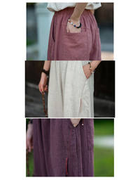 Hand-stitched Cotton Linen Loose Casual Harem Pants