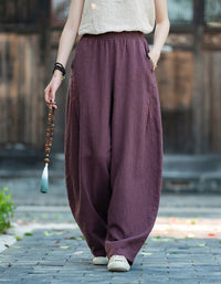 Hand-stitched Cotton Linen Loose Casual Harem Pants