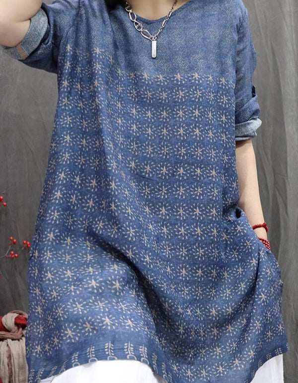 Handcrafted Soft Mid-sleeve Shirt Dress