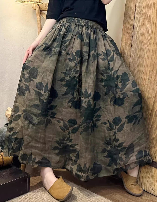 Handcrafted Style Retro Patchwork Long Skirt