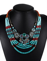 Handmade Bohemian Multilayer Turquoise Necklace