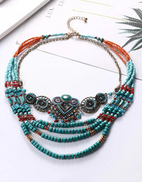 Handmade Bohemian Multilayer Turquoise Necklace
