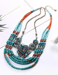 Handmade Bohemian Multilayer Turquoise Necklace
