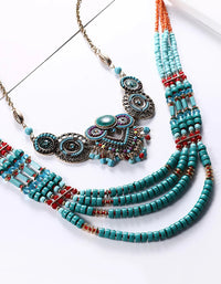 Handmade Bohemian Multilayer Turquoise Necklace