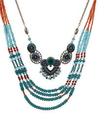 Handmade Bohemian Multilayer Turquoise Necklace