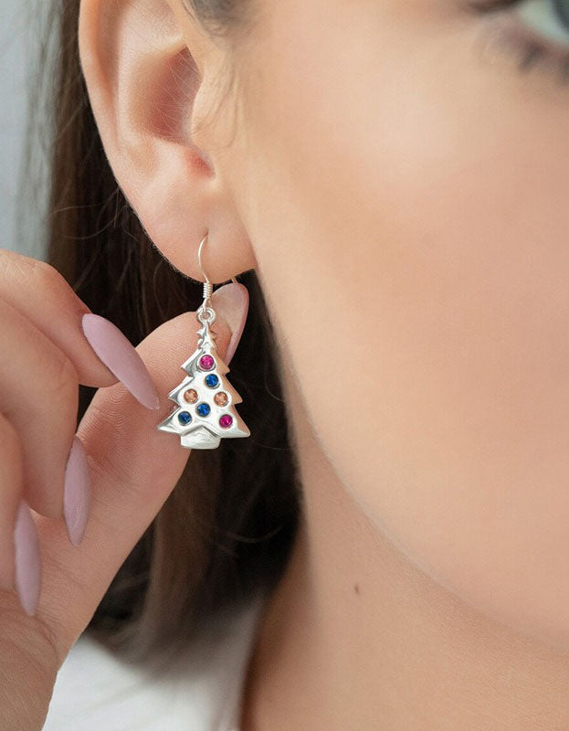 Handmade Colorful Christmas Tree Drop Earrings for Women