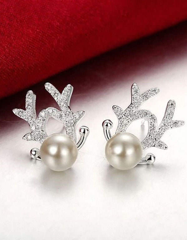 Handmade Cute Reindeer Antler Christmas Earrings for Women