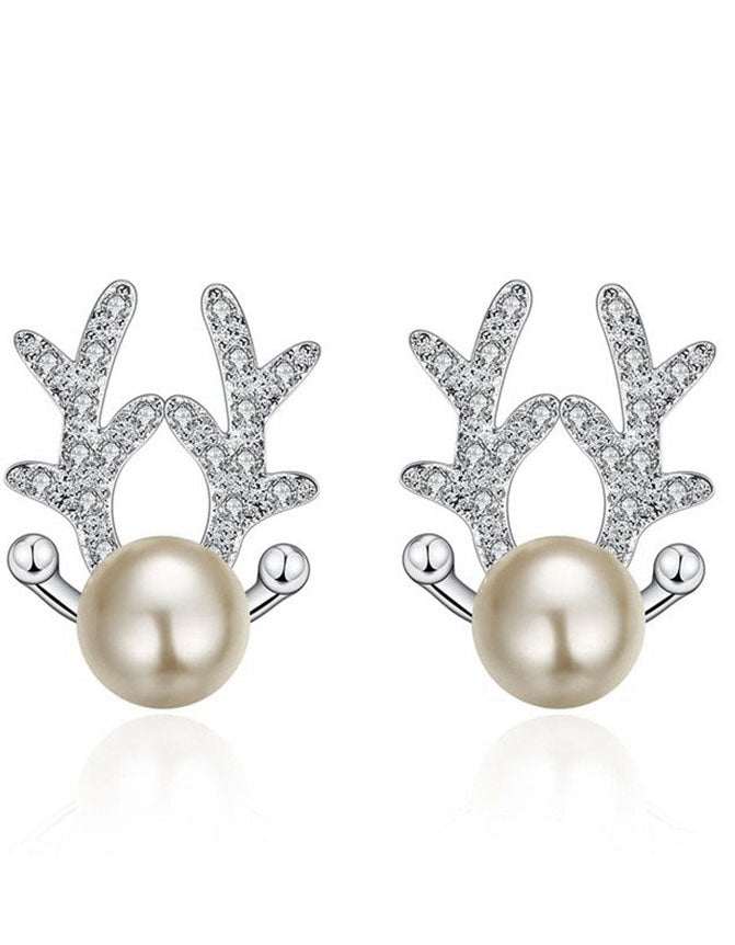 Handmade Cute Reindeer Antler Christmas Earrings for Women