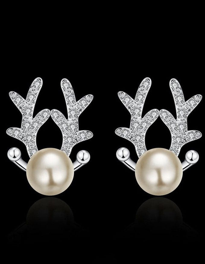 Handmade Cute Reindeer Antler Christmas Earrings for Women