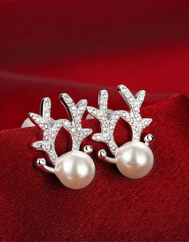 Handmade Cute Reindeer Antler Christmas Earrings for Women