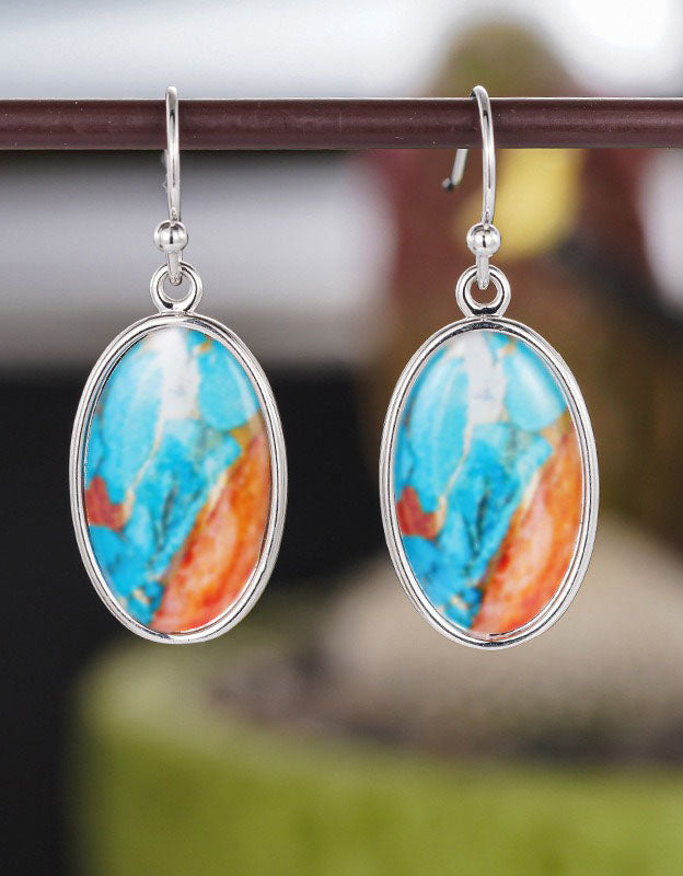Handmade Oval Turquoise Earrings for Women