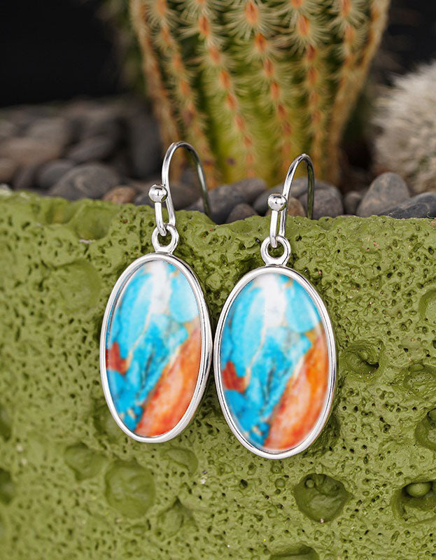 Handmade Oval Turquoise Earrings for Women