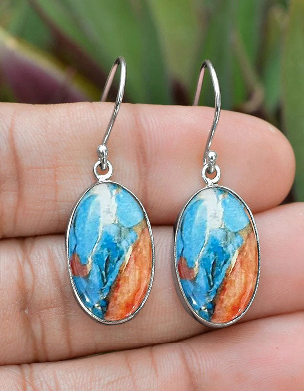 Handmade Oval Turquoise Earrings for Women