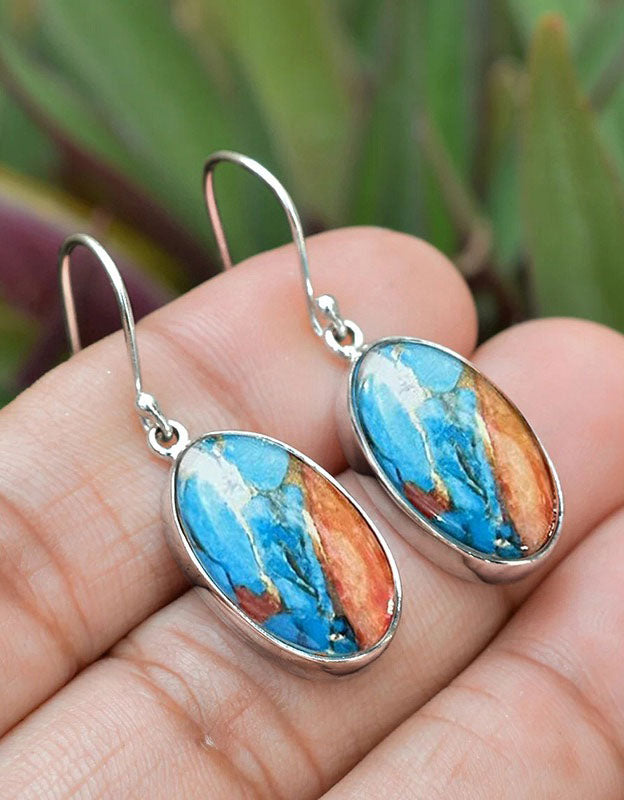 Handmade Oval Turquoise Earrings for Women