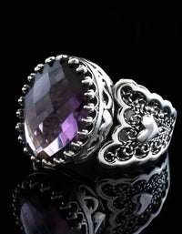 Handmade Vintage Purple Crystal Statement Ring for Women - Islinen