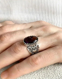 Handmade Vintage Purple Crystal Statement Ring for Women - Islinen