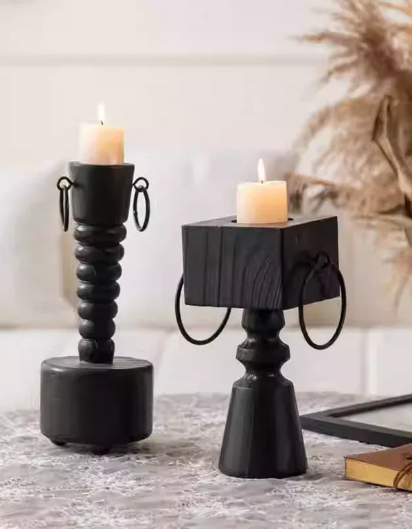 Handmade Wooden Vintage Candle Holder - Islinen
