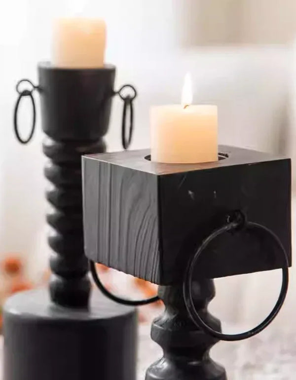 Handmade Wooden Vintage Candle Holder - Islinen